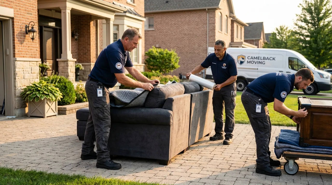Large estate moving crew wrapping furniture in Converse, TX